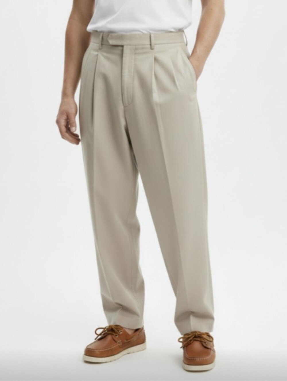 INSERCH! 100% LINEN! NATURAL TAN PLEAT FRONT, CUFFED, WIDE LEG DRESS PANTS! 42W